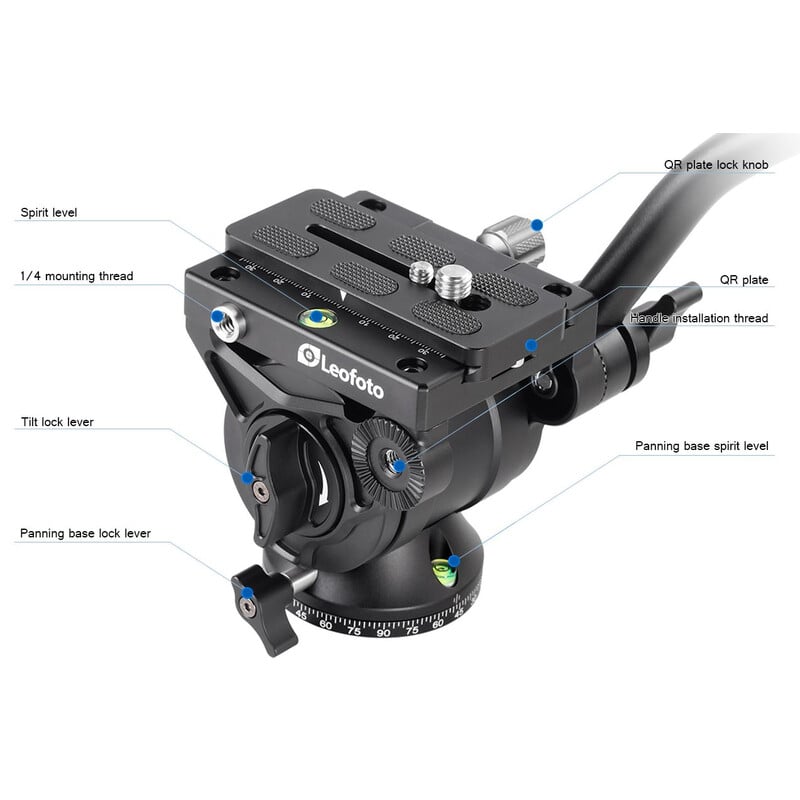 Leofoto Carbon Monopod MF-324CL + Pan-Tilt Head VD-04 + Video Tilt Head BV-10