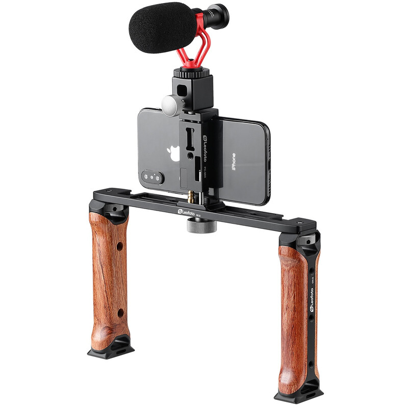 Leofoto Mounting Doppelhandgriff + Smartphonehalterung + Blitzschuhaufnahme VC-2