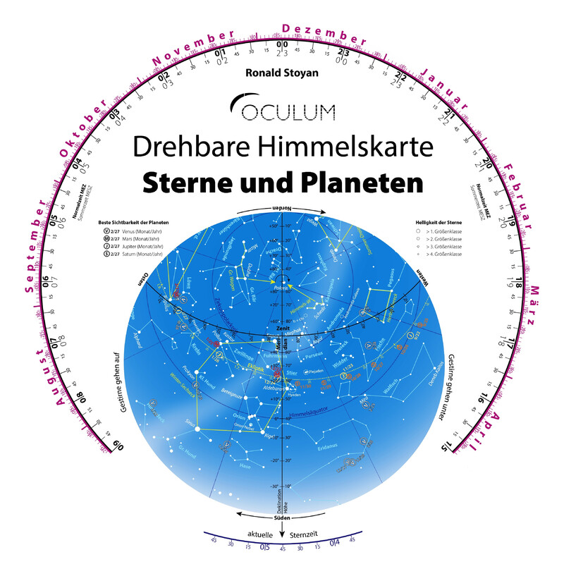 Oculum Verlag Sterrenkaart Drehbare Himmelskarte Sterne und Planeten 30cm