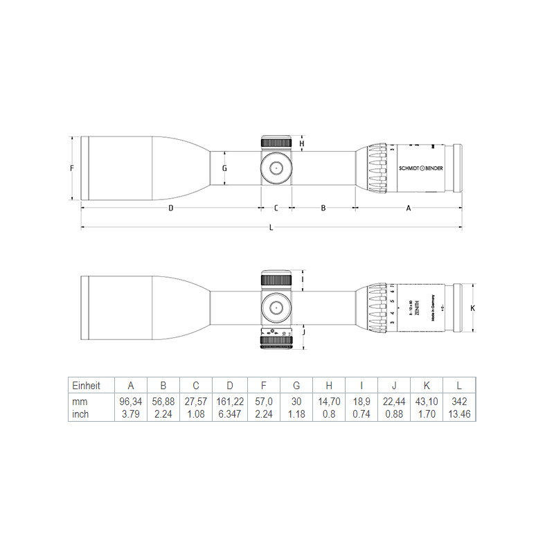 Schmidt & Bender Riflescope 3-12x50 Zenith Abs. FD7, 30mm, Without rail // Without rail Posicon