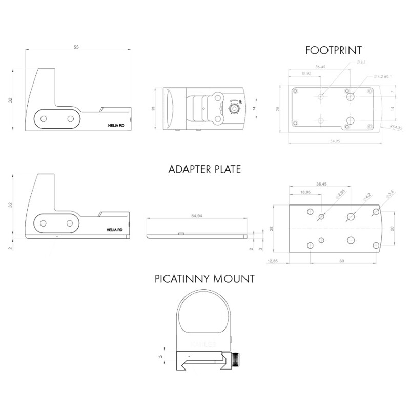 Kahles Richtkijker Red Dot sight HELIA RD Adapter Plate, 2 MOA punt