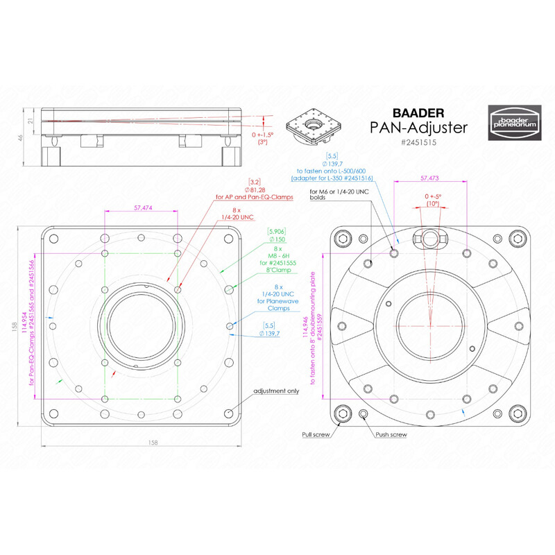 Baader Pan adjuster for adjusting the optical axis of parallel mounted telescopes