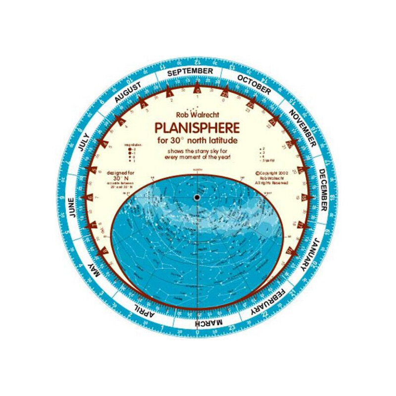 Rob Walrecht Star chart Planisphere 30°N 25cm