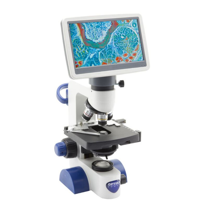 Optika Microscope B-62V, Screen, 7 inch, DIN, achromatic, 40-400x, LED 1W, Cross table, Abbe condenser