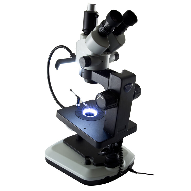 Optika Stereo zoom microscoop OPTIGEM-20 trino, BF, DF, Greenough, b.d. 100mm, 10x/21mm, 0.7x-4.5x