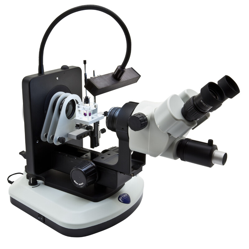 Optika Stereo zoom microscope OPTIGEM-20 trino, BF, DF, Greenough, w.d. 100mm, 10x/21mm, 0.7x-4.5x