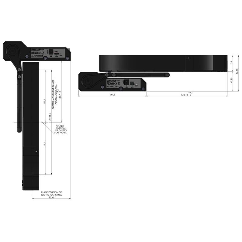 PrimaLuceLab Maschera flat field GIOTTO 220 con copertura telescopica ALTO