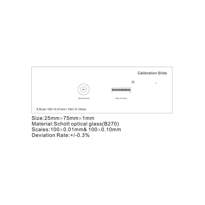 ToupTek Micrometri per oggetti Micrometro oggetto, linee (X) 1 mm/100 div. x 0,01 mm, 10 mm/100 div. x 0,10 mm