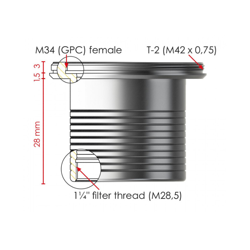 Baader Adaptors 1.25"/T2