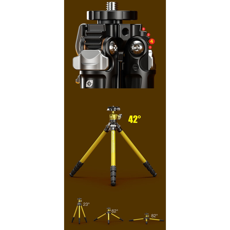 Leofoto Carbon tripod LY-224C Mr.Y + Ballhead LH-25 R Black