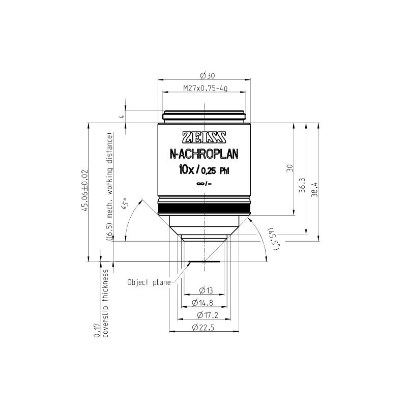 ZEISS Objetivo N-Achroplan 10x/0,25 Ph1 M27