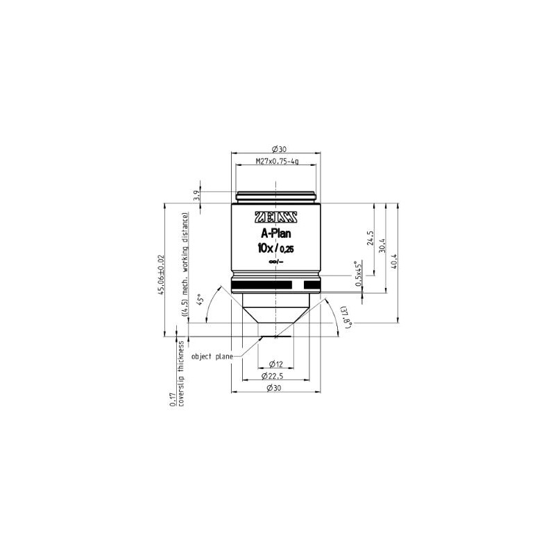 ZEISS Objetivo A-Plan 10x/0,25 M27