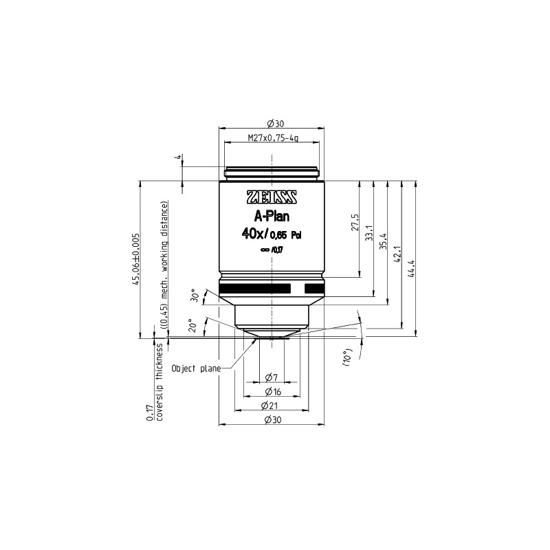 ZEISS Objectief A-Plan 40x/0.65 Pol wd=0.45mm