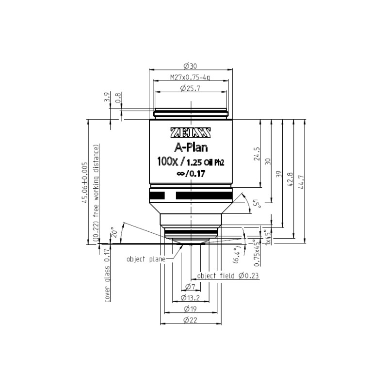 ZEISS Objectief A-Plan 100x/1.25 Olie Ph2 wd=0.22mm