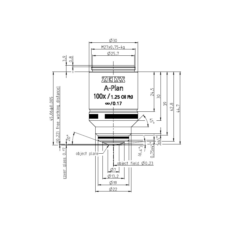 ZEISS Objectief A-Plan 100x/1.25 Olie Ph3 wd=0.22mm