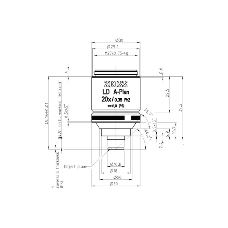 ZEISS Objetivos LD A-Plan 20x/0,35 Ph2 wd=4,9mm