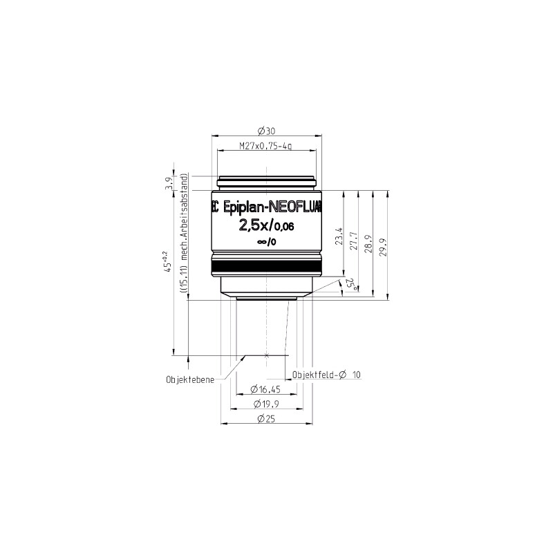 ZEISS Objectief EC Epiplan-Neofluar 2.5x/0.06 wd=15.1mm