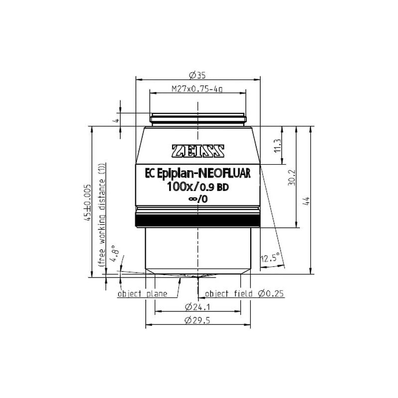ZEISS Objective Objektiv EC Epiplan-Neofluar 100x/0,9 HD wd=1,0mm