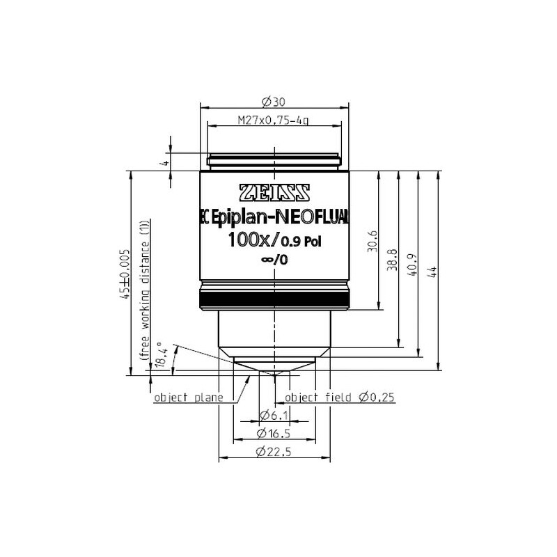 ZEISS Objective Objektiv EC Epiplan-Neofluar 100x/0,9 Pol wd=1.0mm