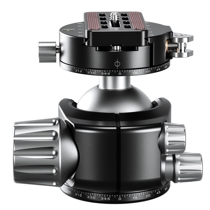 Leofoto Tripod ball-head LH-55PCL with panorama plate and quick-release coupling