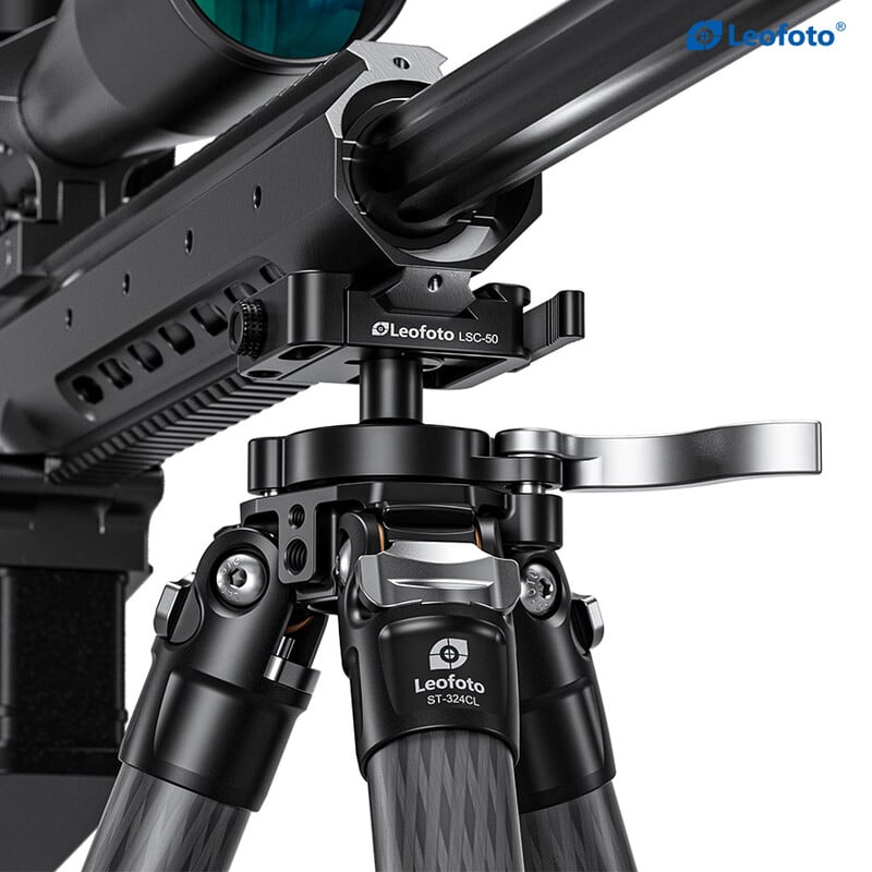 Leofoto ST-324CL carbon tripod with rifle mount