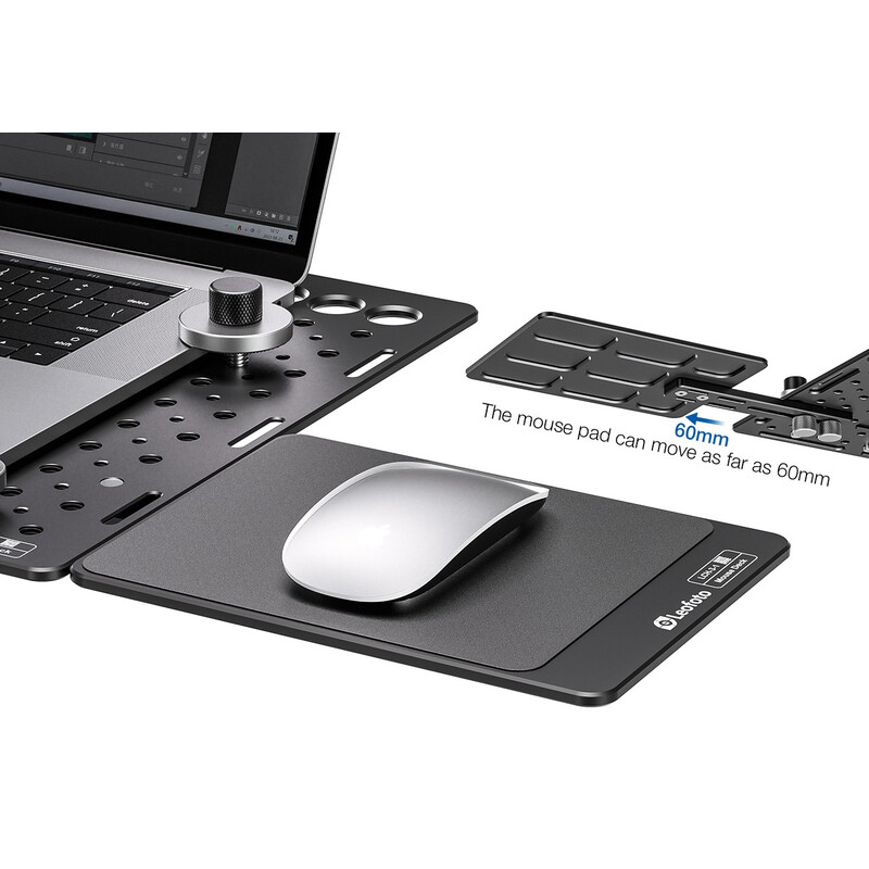 Leofoto Mounting LCH-3 Kit laptop holder with mousepad and cup holder