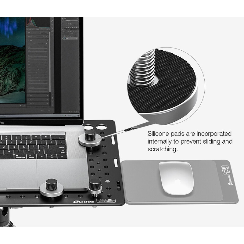 Leofoto Mounting LCH-3 Kit laptop holder with mousepad and cup holder