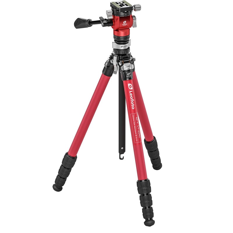 Leofoto carbon tripod LY-224C Mr.Y + video tilt head BV-0R + levelling base LB-38 red