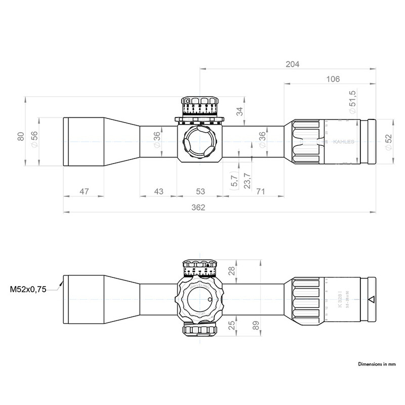 Kahles Richtkijker K328i 3,5-28x50 DLR SKMR4+, ccw, links