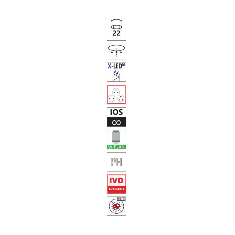 Optika Omgekeerde microscoop IM-300, trino, PH, 100-400x, IOS LWD W-PLAN PH, N.A. 0.3, X-LED8