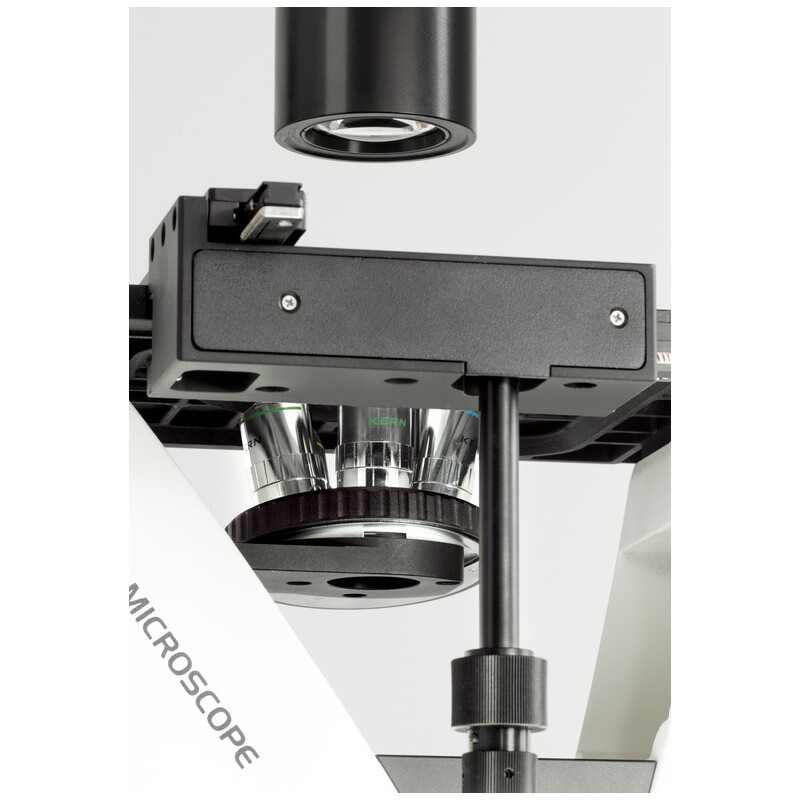 Kern Microscopio invertito OCM 168, FL, PH, trino, condensatore fisso Abbe N.A. 0,3, 10x-40x, LED 5W, Al/Dl
