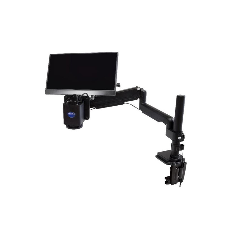 Optika Microscopio IS-4K3, zoom óptico 1x-18x, autofoco, 8 MP, 4K Ultra HD, soporte pantógrafo, 15,6