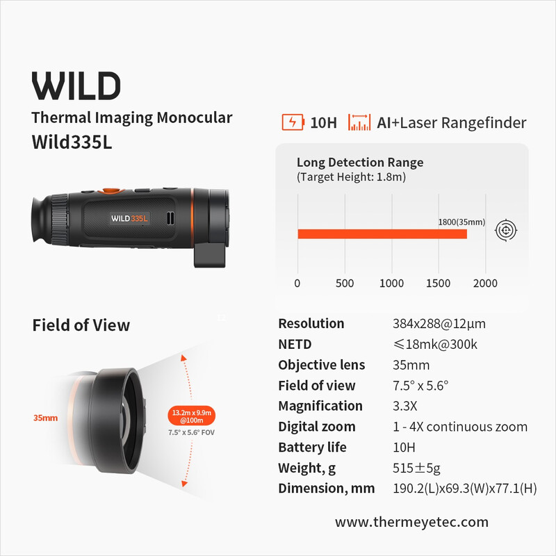 ThermTec Thermal imaging camera Wild 335L Laser Rangefinder