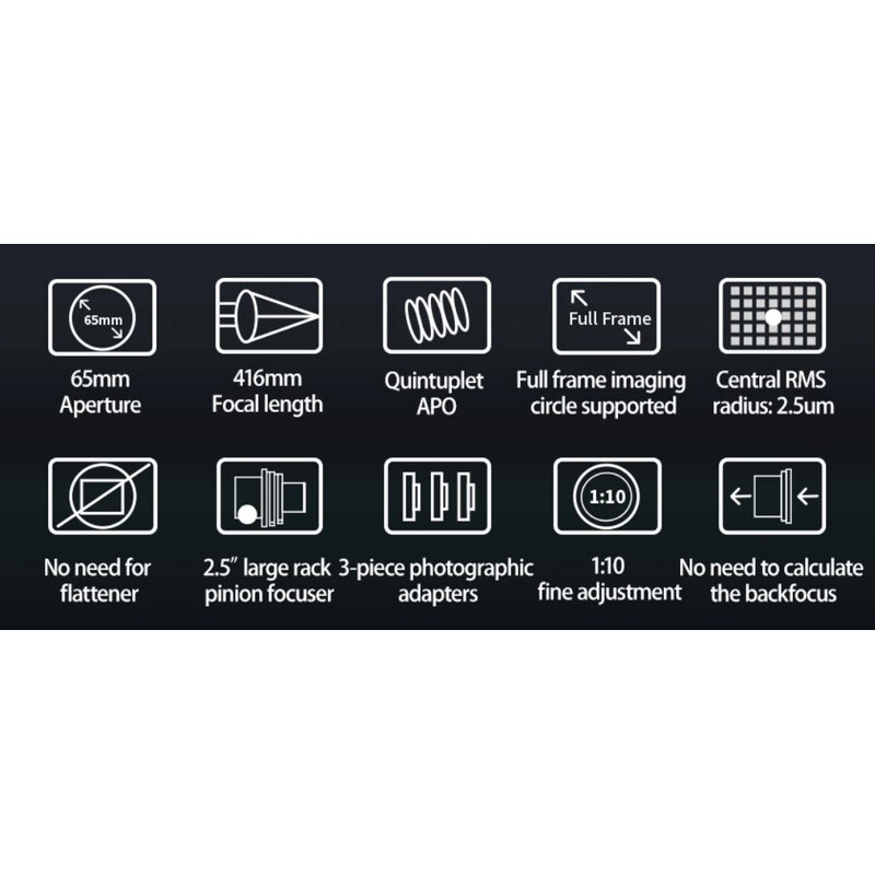 ZWO Rifrattore Apocromatico AP 65/416 FF65