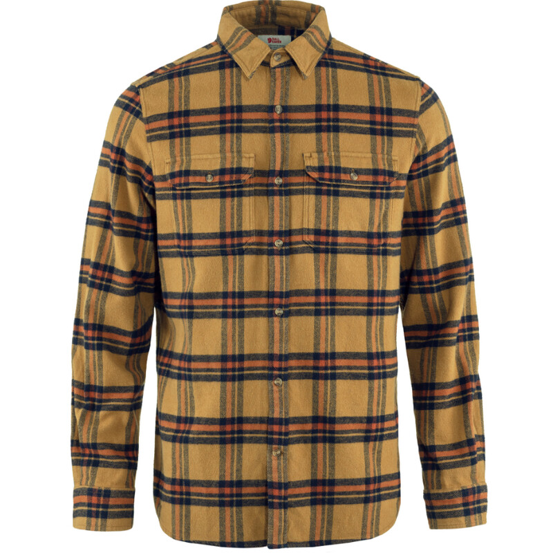 Fjällräven Camisa de franela gruesa Övik M, 232-215 marrón trigo-hoja de otoño, L