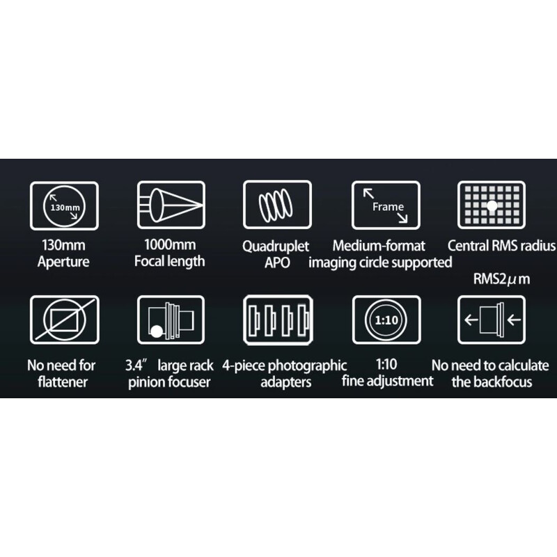 ZWO Refractor apocromático AP 130/1000 FF130