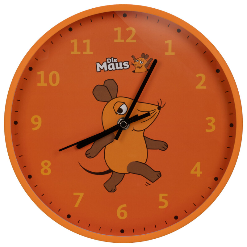 DieMaus Uur Kinderwandklok oranje