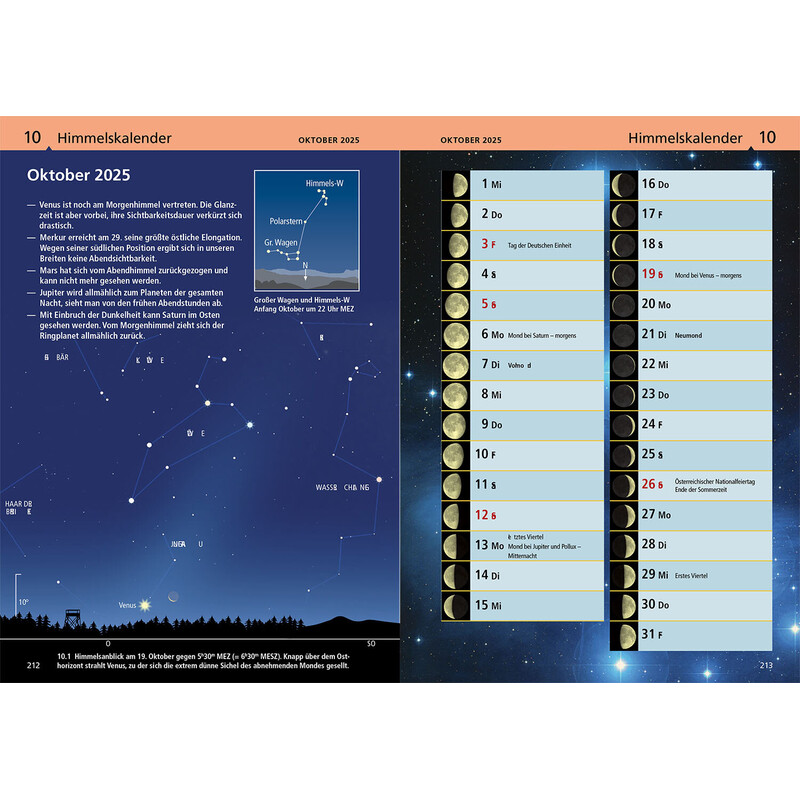 Kosmos Verlag Almanac celestial year 2025