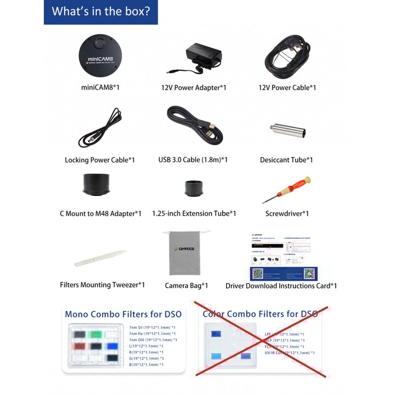 QHY Cámara miniCam8 Color Combo