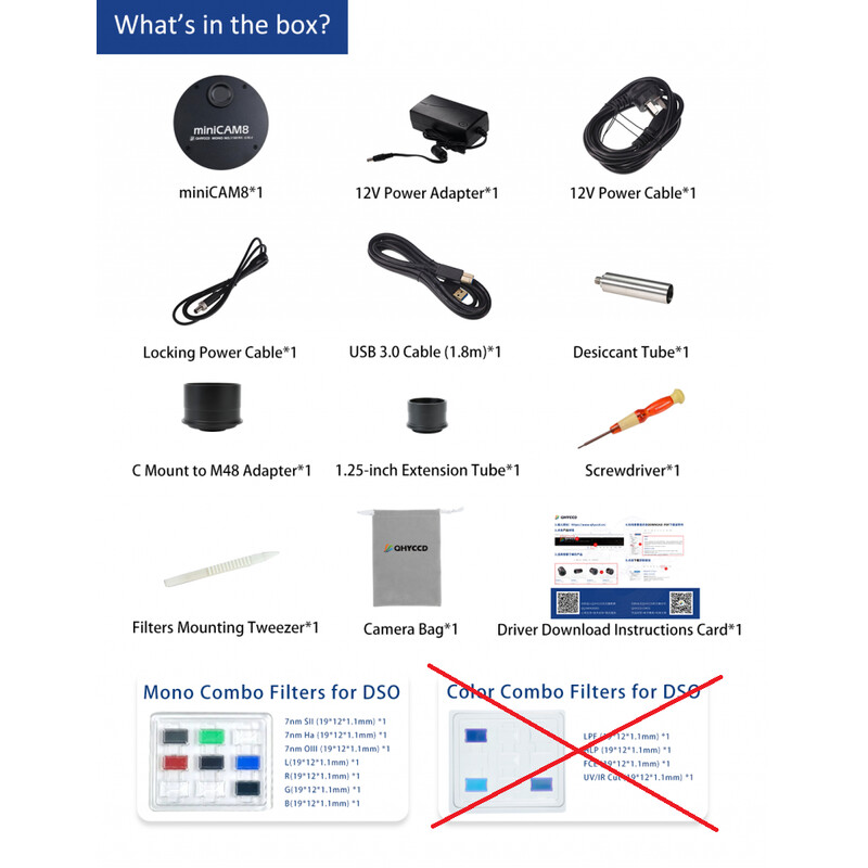 QHY Cámara miniCam8 Mono Combo EVO