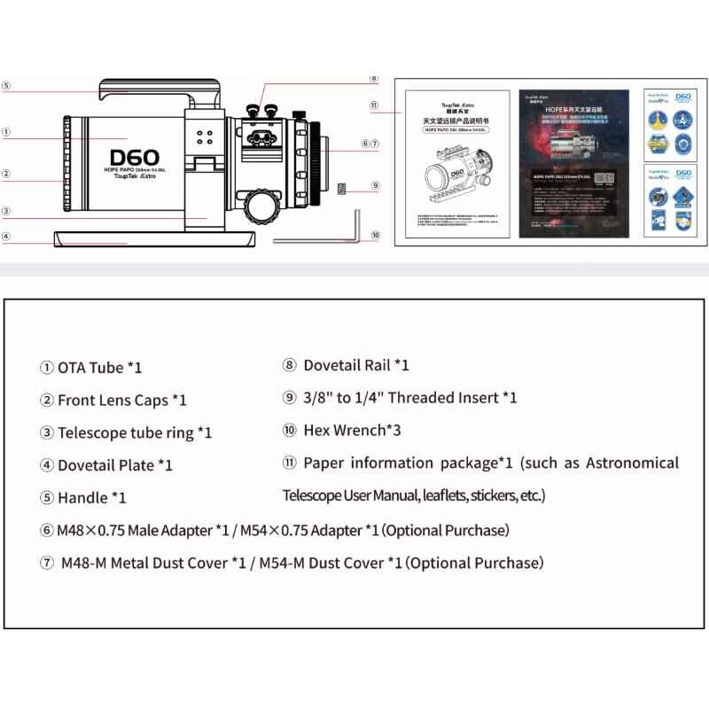 ToupTek Apochromatic refractor HOPE D60 60/280 f/4.66