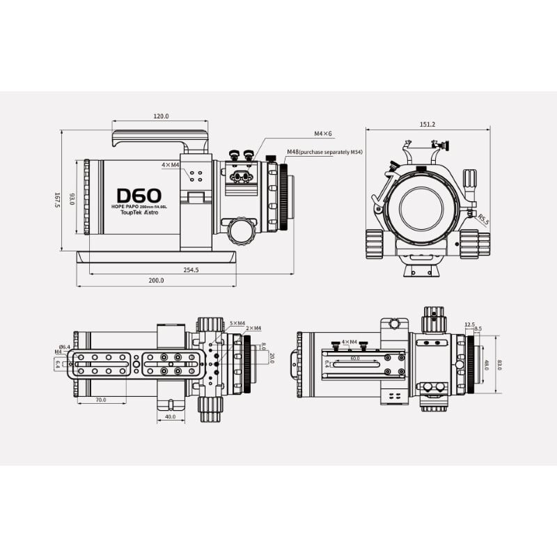 ToupTek Rifrattore Apocromatico HOPE D60 60/280 f/4.66