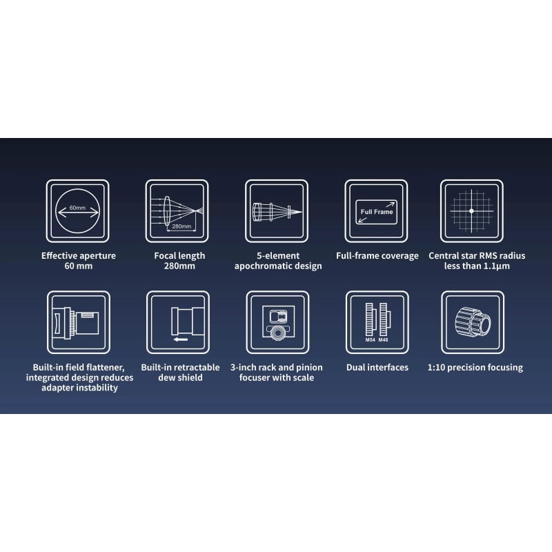 ToupTek Apochromatic refractor HOPE D60 60/280 f/4.66