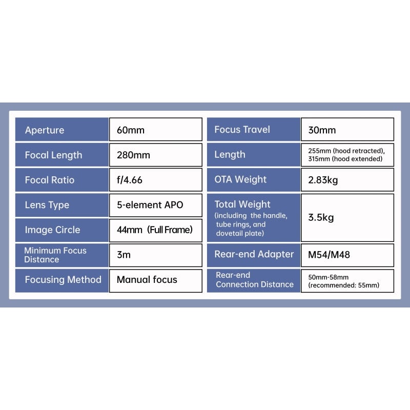 ToupTek Apochromatic refractor HOPE D60 60/280 f/4.66