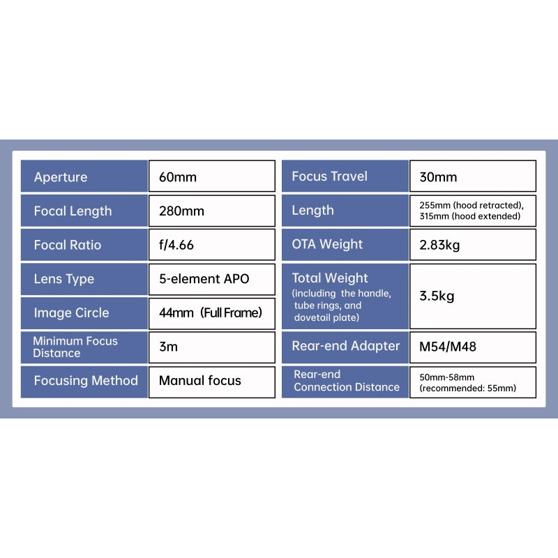 ToupTek Apochromatische refractor HOPE D60 60/280 kantelmechanisme