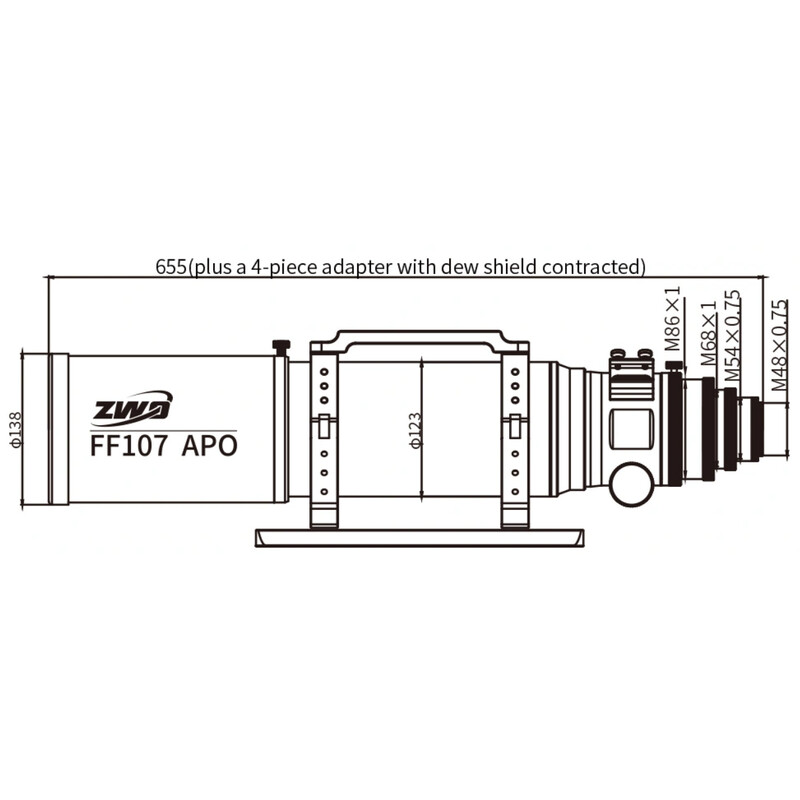 ZWO Apochromatische refractor AP 107/749 FF107
