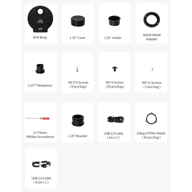 ZWO Rueda de filtros EFW 7x 36 mm