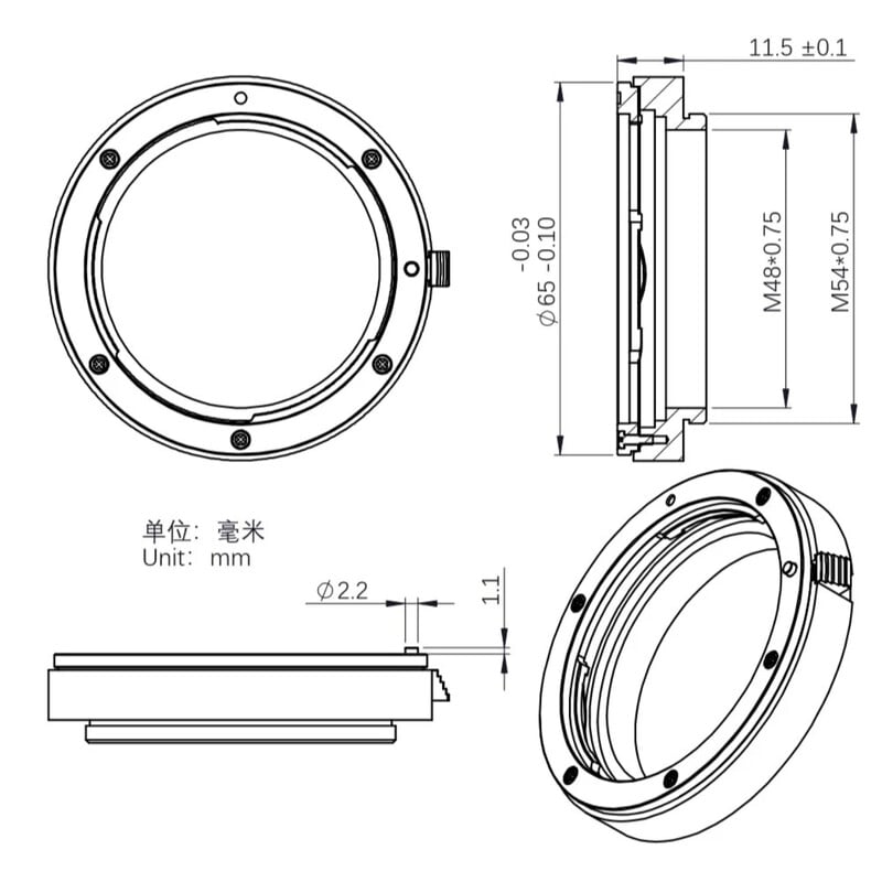 ZWO Adattatori per lenti DSLR Canon EOS / EFW 2"