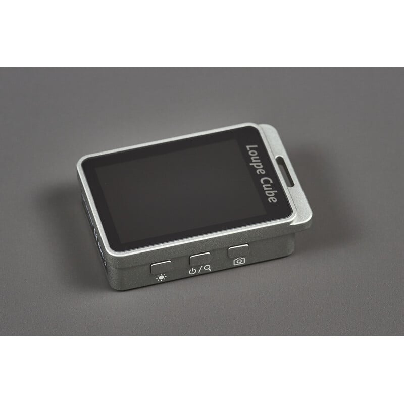 FPS Magic Loupe Cube electronic magnifying glass – compact, 7x to 19x zoom, UV light & 2.4" display