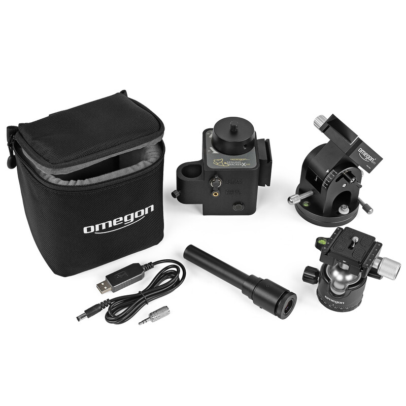 Omegon Montura Kit Segugio Tracker con rótula de trípode esférica, cuñas ecuatoriales Deluxe y buscador de polo